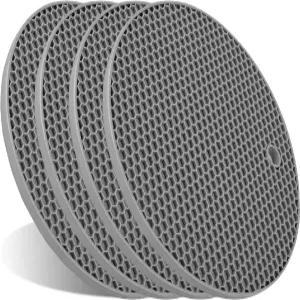 뜨거운 요리용 4개 트리벳 주방 내열 실리콘 두껍고 크고 미끄럼 방지 2 회색