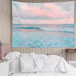 LB 오션 핑크 스카이 태피스트리 침실용 클라우드 월 거실 장식용 파스텔 자연 경관 벽 걸이 아트 60 x 40