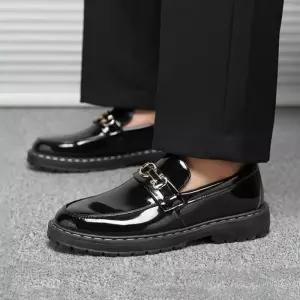 [라일리] Rly 유광 체인 로퍼 남녀공용 클래식 키높이 로퍼 구