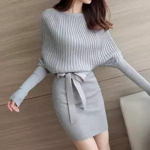 [옷은날개] 긴팔 상체 커버 숄 슬림핏 원피스 여자 니트 골지