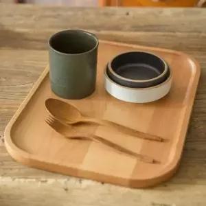 서빙보드 과일나무 직사각 홈트레이 소 쟁반 플레이트 34cm