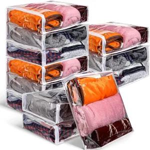 킹더 12개 투명 비닐 지퍼 수납 봉투 15.8 x 13.8 4 인치 스웨터 플라스틱 나방 방지 침대 시트 정리함