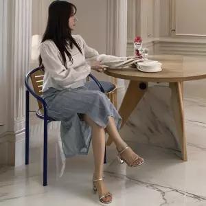 여성 롱 레이스 밴딩 레이어드 망사 스커트