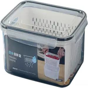 냉장고 신선 보관 주방 수납함 야채 및 과일 상자 배수 바구니 용기 뚜껑 포함 16 12 8cm