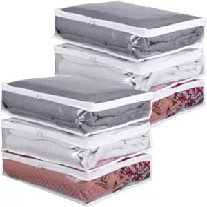 6팩 투명 지퍼 보관 봉투 옷 담요 침대 시트 등을 위한 PVC 플라스틱 정리함15.7 x 13.8 3.9 인치