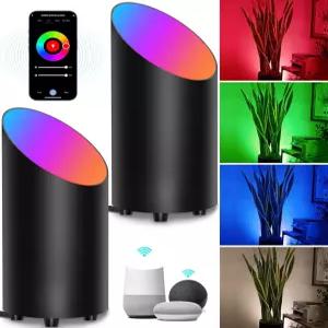 선비 2팩 스마트 플로어 캔 라이트 5W RGBW 색상 변경 실내 조명 2700K-650K 업라이트 식물 코너 벽