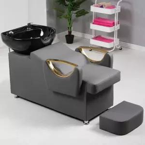 샴푸의자 미용실 바버샵 세면대 헤어샵 의자 A. 문실버블랙 화이트 세면대 포함