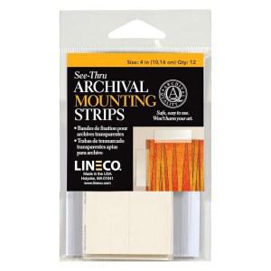Lineco See-Thru 폴리에스터 마운팅 스트립, 헝리스 마운트 아트워크에서 매트까지, 인쇄, 문서, 사진, 종이 등에 견고함. 4인치, 12팩
