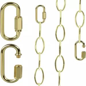 코푸이니 6피트 브라이트 골드 마감 샹들리에 체인 2개의 탈부착 가능한 링크가 있는 조절 72인치 펜던트