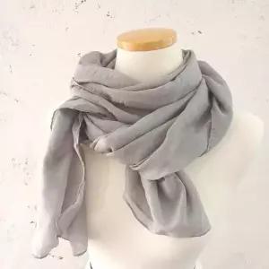 [라일리] Rly 연그레이 면리넨 롱 스카프 무지 180cm 간절