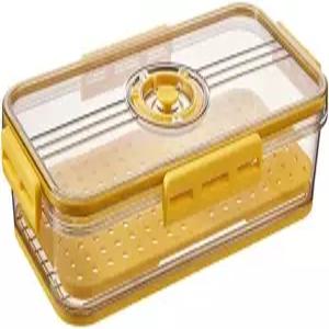 코튼컬러 냉장고 정리함 타이머 및 배수 보드용 뚜껑이 있는 식품 보관 용기 쌓을 수 짧은 작은 1.5리터