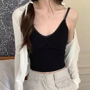 [라일리여성의류] Rly 레이스 러블리 슬림 크롭 이너 여성 끈나시