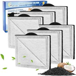 펫세이프 아웃라스트 펌플리스 반려동물 분수와 호환되는 6팩 고양이 필터 교체 IonX Viva 프리미어