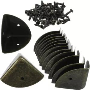 12개 금속 코너 프로텍터 앤티크 브론즈 엣지 가드 가구 커버 앵글 브래킷 박스 테이블 캐비닛용 장착 나사