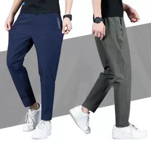 아이스 밴딩 팬츠 여름 남자 슬림핏 트레이닝 작업복 바지