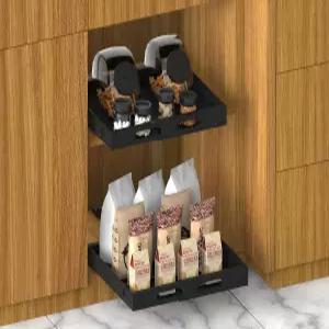 확장 가능한 인출 캐비닛 정리함 17인치 깊이 접착식 드릴 없음 주방 식료품 저장실 욕실용 서랍