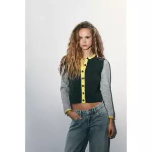 zara 자라 컬러 블록 니트 재킷 - 멀티컬러147483