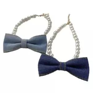 [반려] 1P 액세서리 애견 진주목걸이 타이 라이트 강아지 리본