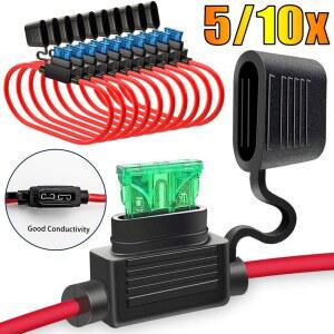 10개 자동차 미니 방수 퓨즈 박스 블레이드 어댑터 12V 30A 라인 차단 스위치 소켓 방습