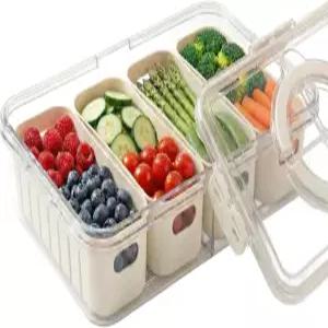 식기세척기 안전 냉장고용 샐러드 바 용기 채소 준비 뚜껑이 있는 트레이 과일 베리 농산물 보관함