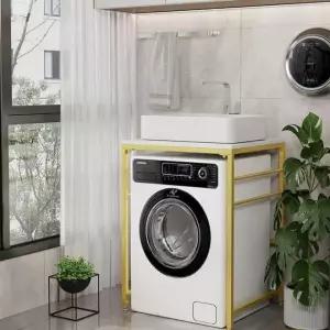 세탁기상판 건조기 정리대 수납장 E. 80x60x92 블랙 프레임+퓨어화이트