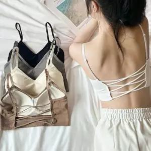 [라일리여성언더웨어] Rly 트리플엑스 골지 브라탑 끈나시 크롭 나시티