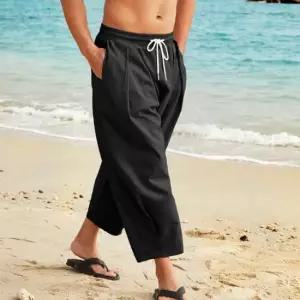 [라일리여성의류] Rly 와이드 배기 린넨 마바지 밴딩 배기팬츠