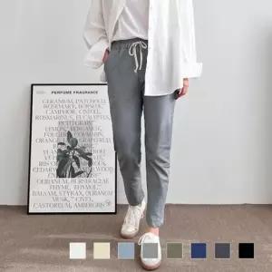 [라일리여성의류] Rly 허리밴딩 배기 배기바지 스판 루즈핏 면바지 세미