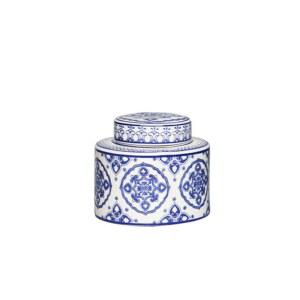 고전 스타일 도자기 청화 백자 용기 전통 장식 뚜껑있는 항아리