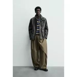 zara 자라 포켓 레더 재킷 - 블랙146212