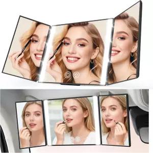 3방향 조명이 있는 자동차 메이크업 미러 트럭용 선바이저 배니티 여성용 액세서리 선물 세트 LED 모드
