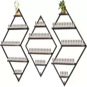 EBANKU 금속 벽걸이 네일 폴리쉬 보관 랙 블랙 디스플레이 화장품 케이스 립스틱 벽 선반 보틀 스파 살롱용