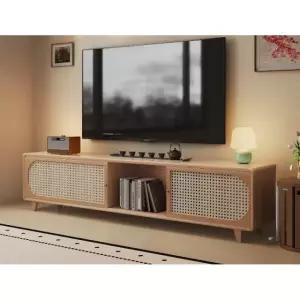 라탄 거실장 원룸 엔틱 원목 모던 A. 내추럴우드 라탄 도어 캐비닛 120cm 자체조립