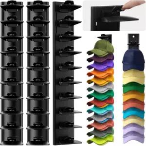 잠금 기술이 적용된 야구 모자용 Douaowoc 3 팩 정리함 벽걸이용 강력 접착 후크 최대 20개의 문 침실 옷장