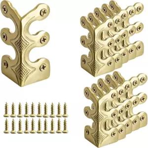24개의 견고한 황동 베이스보드 모서리 보호대 스키팅 빈티지 금속 테이블 커버 나사 포함 안전 브래킷황금