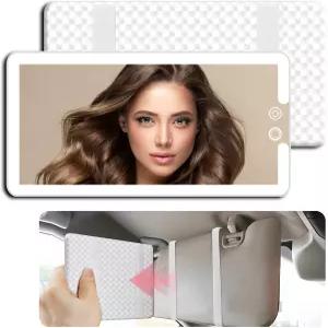 LED 자동차 선바이저 베니티 미러 조명이 있는 대형 인테리어 디메이블 메이크업 충전식 백미러화이트