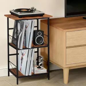 4개의 조절 가능한 칸막이가 있는 레코드 플레이어 스탠드 비닐 스토리지에는 200개의 LP 3개의 레이어