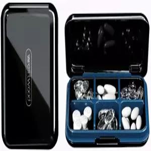 DUBSTAR 여행용 알약 정리함 수분 방수 작은 상자 포켓 지갑용 6칸 휴대용 케이스 약 비타민 홀더 용기