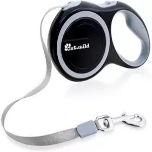 OUTnWILD 접이식 개 목줄 최대 44파운드의 소형/중형 품종/펫을 위한 16피트 원터치 퀵락 브레이크