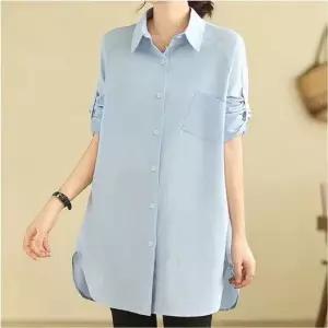 여자 봄가을 분위기 원피스 루즈핏 남방 세련된 2색 롱셔츠