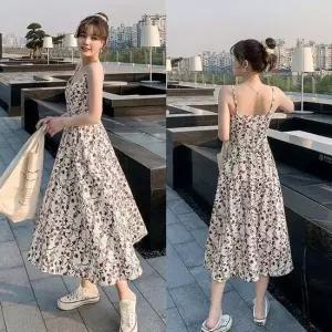 데이트룩 비치룩 플라워패턴 러블리 여름 끈원피스