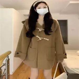 떡볶이코트 하프 더플 카멜색 숏 카키 40 45kg S