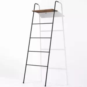 담요 사다리 5겹 벽걸이 선반 장식용 또는 거실 욕실용 퀼트용 금속 기울어진 수건 러스틱 블랙