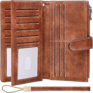 여성 지갑 RFID 차단 대용량 신용카드 소지자 손목시계 포켓 ID 창을 가진 위한 장바구니