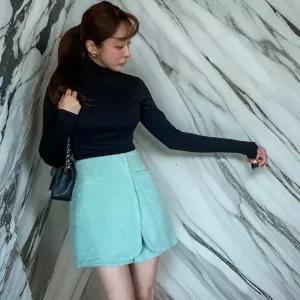 여자 랩 큐롯 트위드 클래식 모직 밴딩 미니스커트