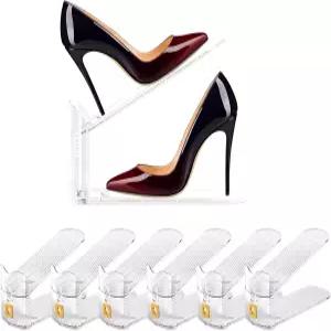 6팩 신발 슬롯 정리함 옷장 홀더 공간 절약 랙 보관함을 위한 스태커 정리함클리어