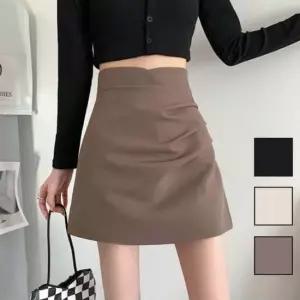 여성 하이웨스트 스타일 셔링 포인트 데일리 스커트