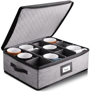 12인용 커피 머그잔 보관, 스태커블 컵 있는 이동 위한 정리함, 보관 칸막이가 보관함
