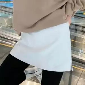 옆선 절개 허리 밴딩 페이크 레이어드 스커트