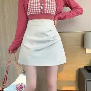 여자 하이웨스트 치마 셔링 A라인 미니스커트 3컬러